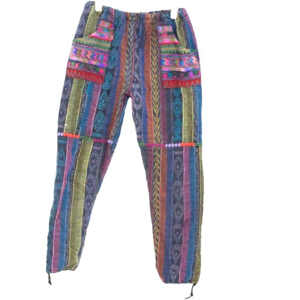 Guatemala Boho Hippie Reversible Tipico Pants Festival Yoga Loungewear M / L